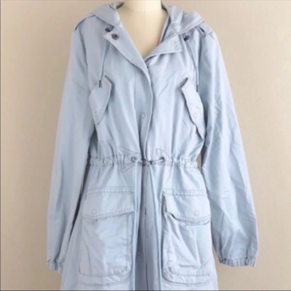 Light Blue Hooded Parka Utility Jacket